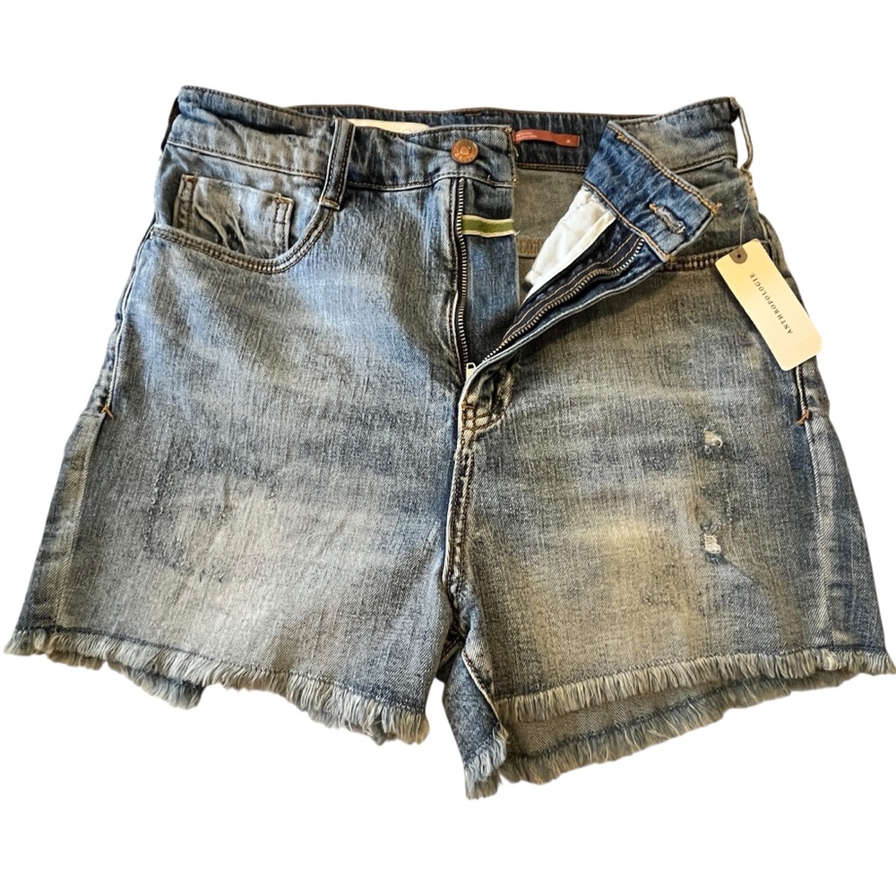 Pilcro Anthropologie Jean Shorts Denim Cut Offs Frayed High Waist Size 28 NWT